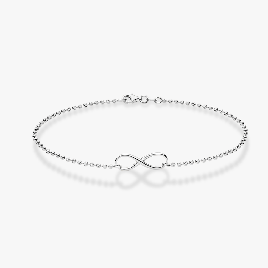 Infinity Beaded Anklet in Sterling Silver