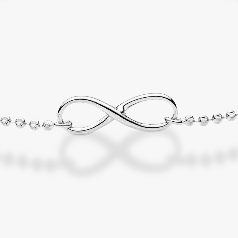 Infinity Beaded Anklet in Sterling Silver