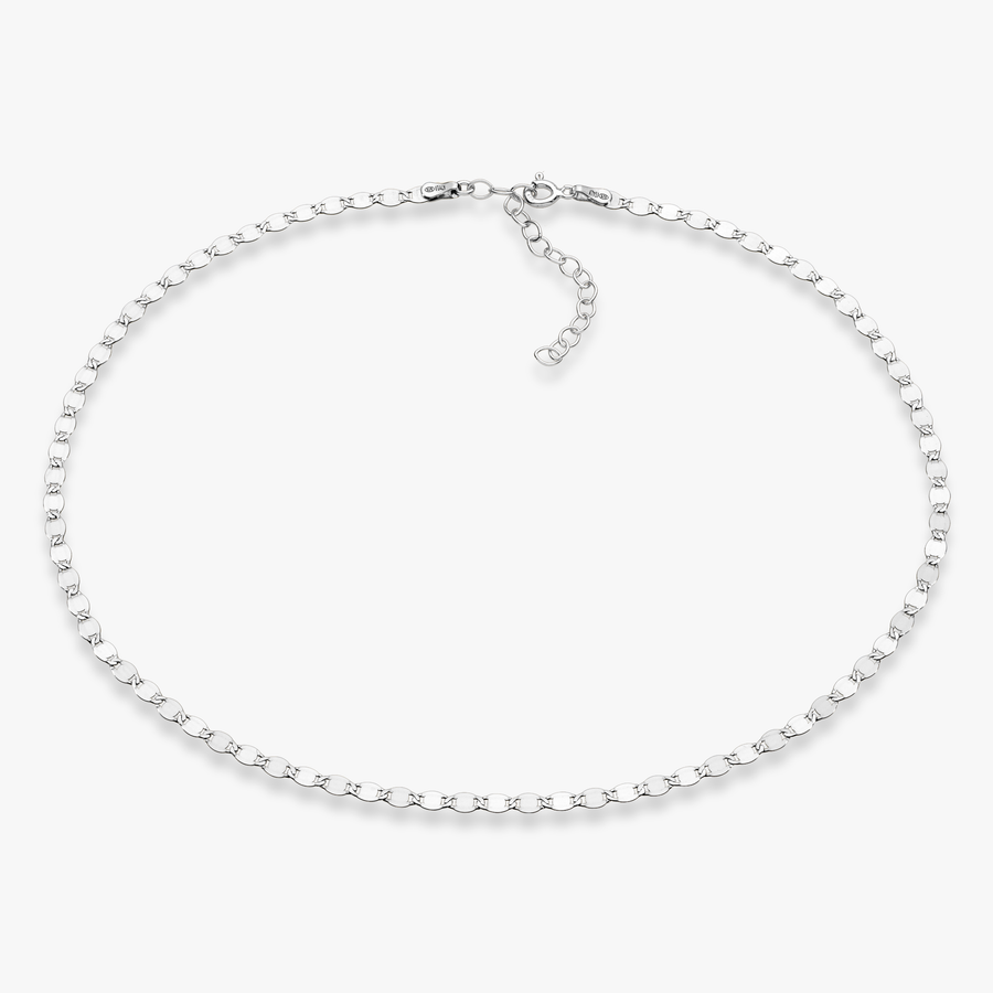Mirror Link Adjustable Choker Necklace in Sterling Silver