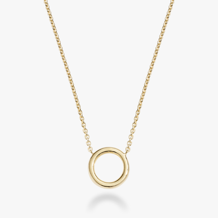 Open Circle Adjustable Pendant Necklace in 18k gold over sterling silver