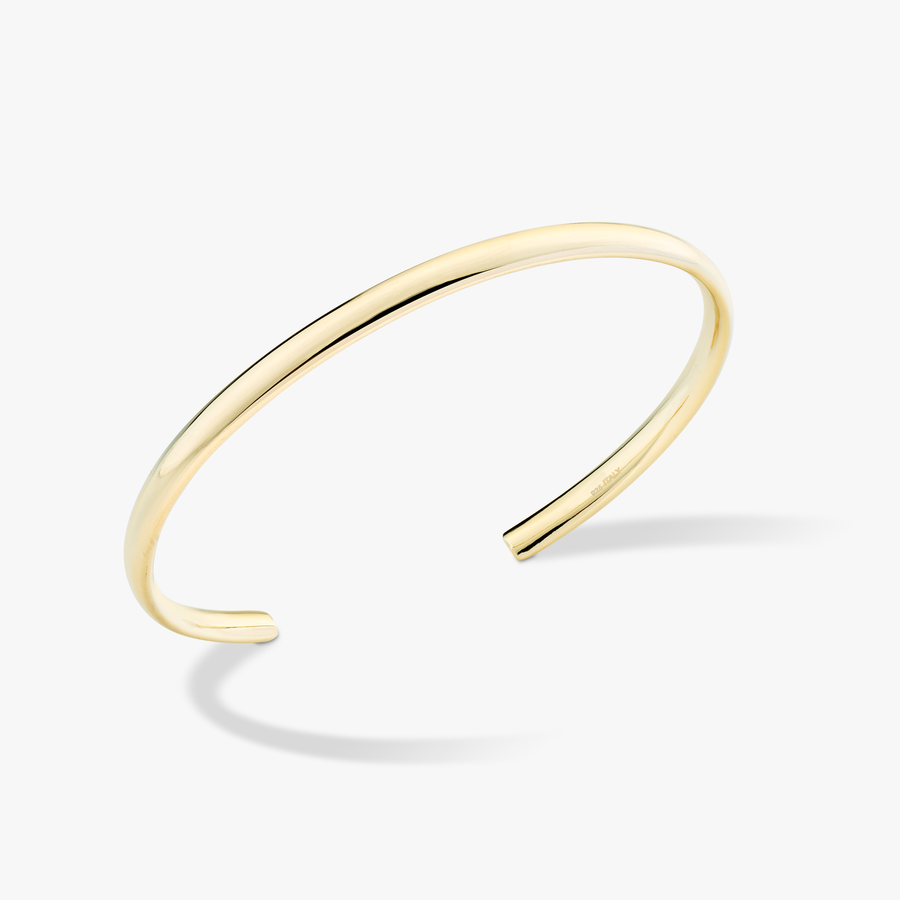 Open Oval Cuff Polished Bangle in 18k gold over sterling silver, 4mm