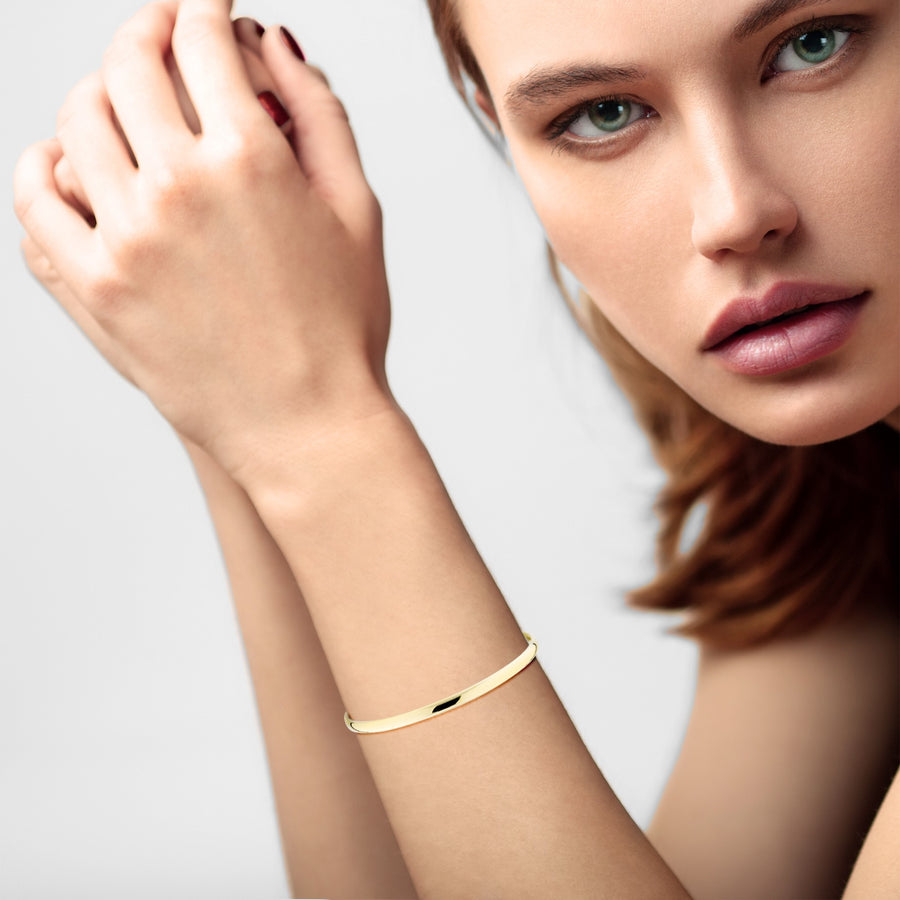 Open Oval Cuff Polished Bangle in 18k gold over sterling silver, 4mm