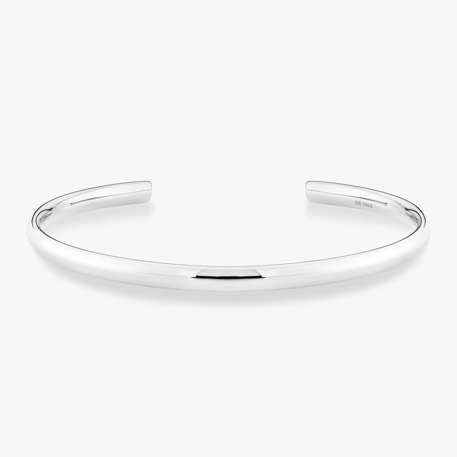 Open Oval Cuff Polished Bangle in Sterling Silver, 4mm