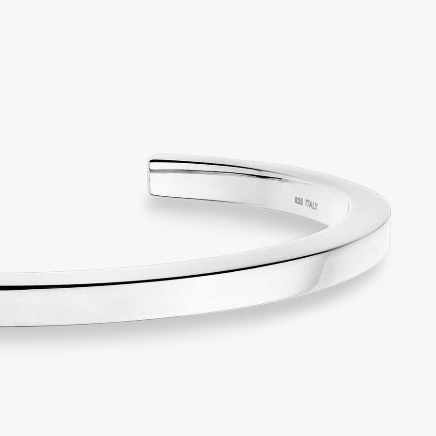 Open Squared Cuff Bangle in Sterling Silver, 4mm