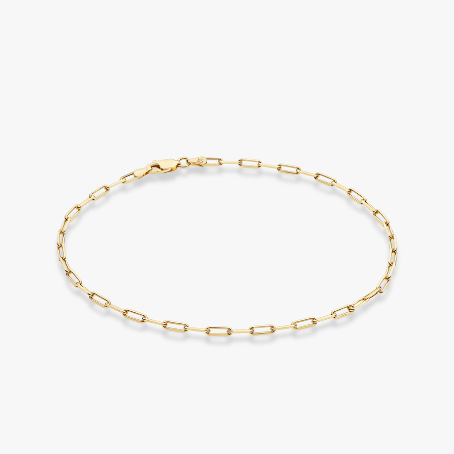 Paperclip Anklet in 18k gold over sterling silver, 2.5mm