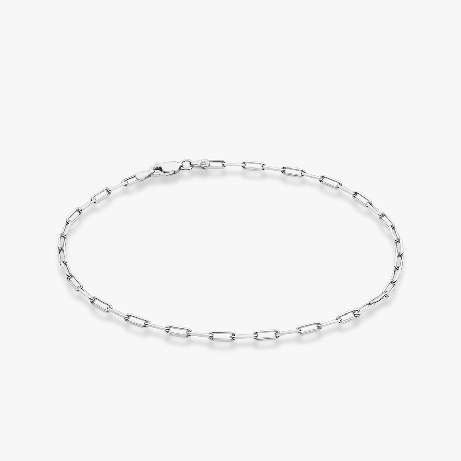 Paperclip Anklet in Sterling Silver, 2.5mm