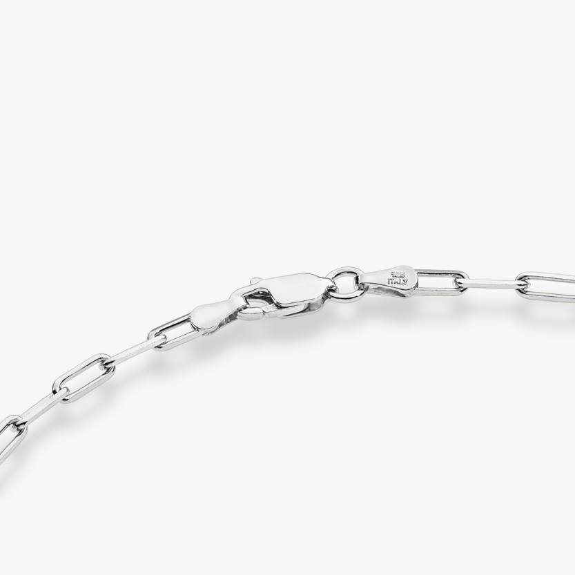 Paperclip Anklet in Sterling Silver, 2.5mm