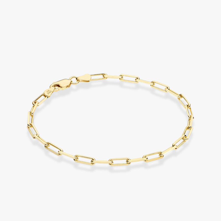Paperclip Chain Bracelet in 18k gold over sterling silver, 3mm