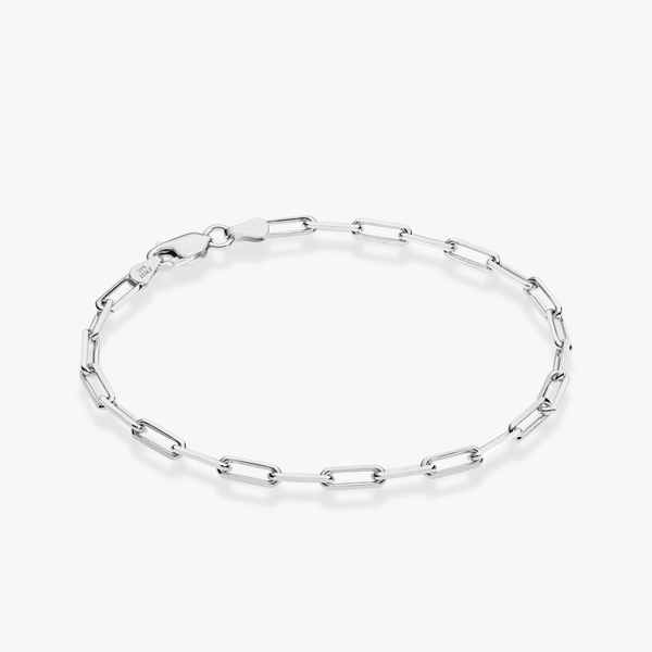 Paperclip Chain Bracelet in Sterling Silver, 3mm – Miabella
