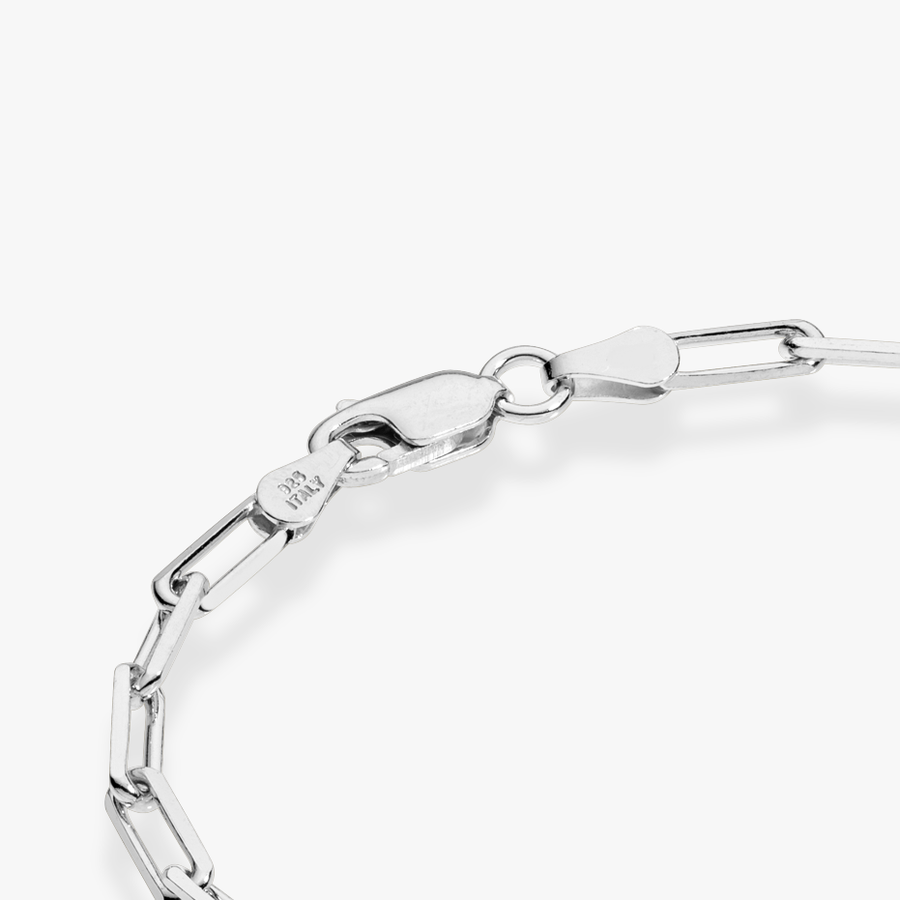 Paperclip Chain Bracelet in Sterling Silver, 3mm