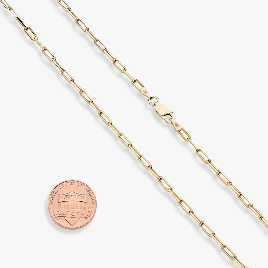 Paperclip Chain Necklace in 18k gold over sterling silver, 2.5mm