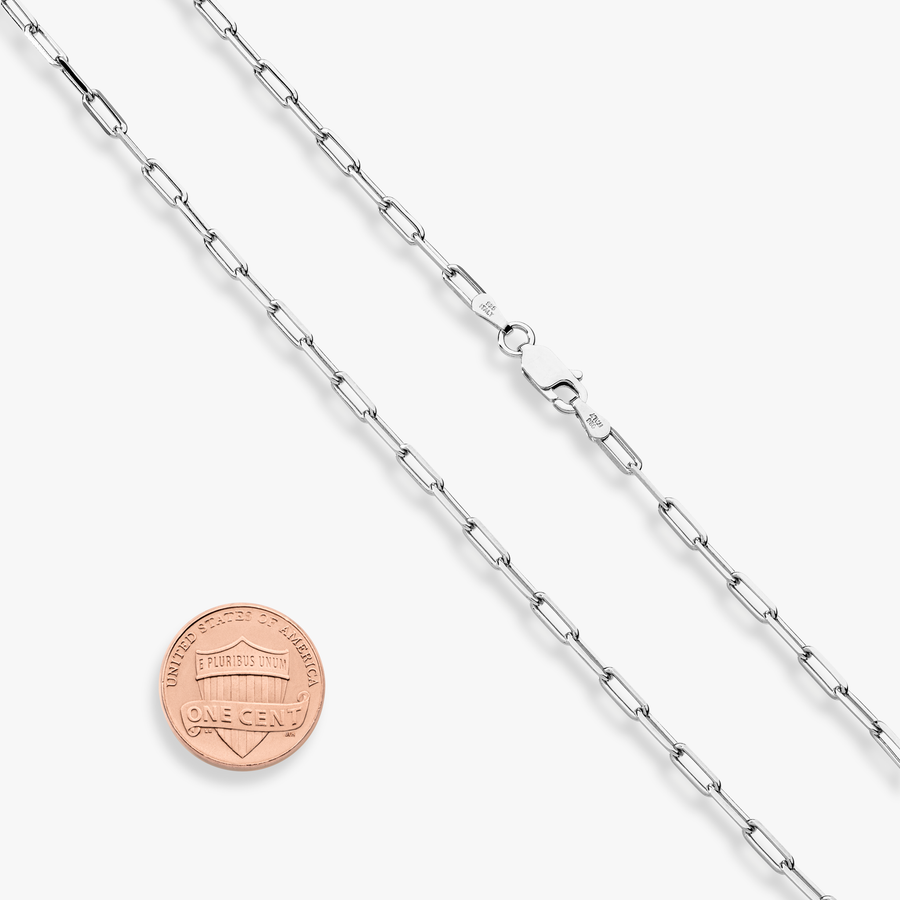 Paperclip Chain Necklace in Sterling Silver, 2.5mm