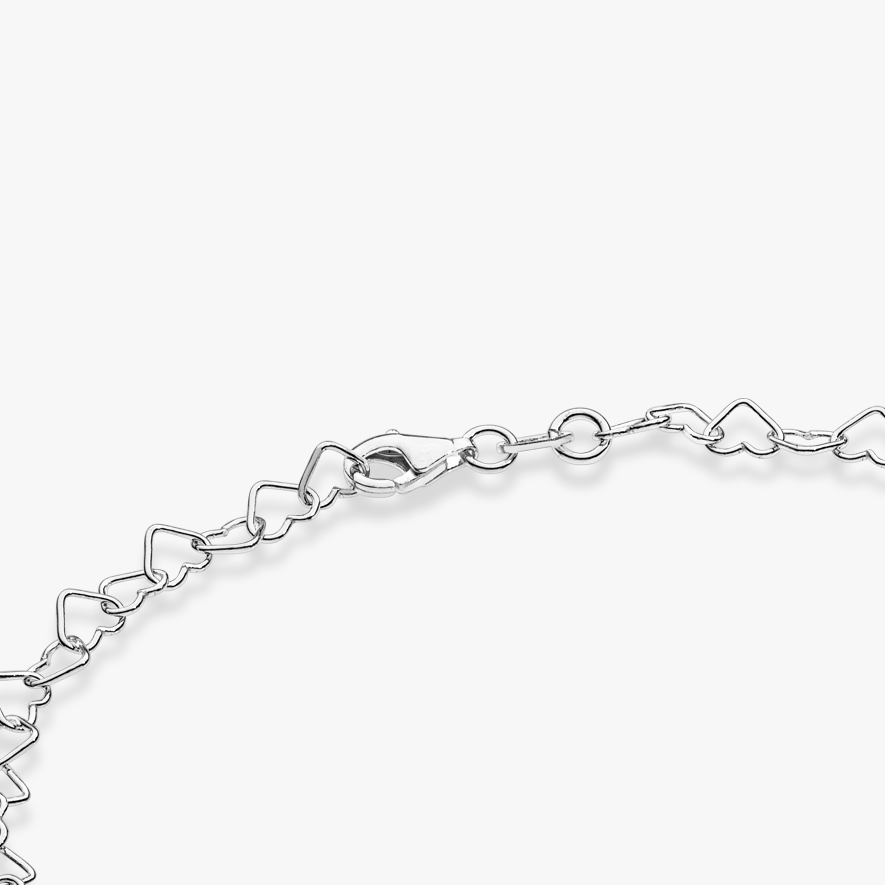 Rolo Heart Anklet in Sterling Silver