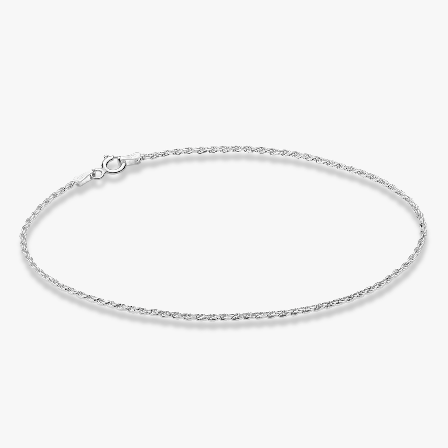 Rope Anklet in Sterling Silver, 1.5mm