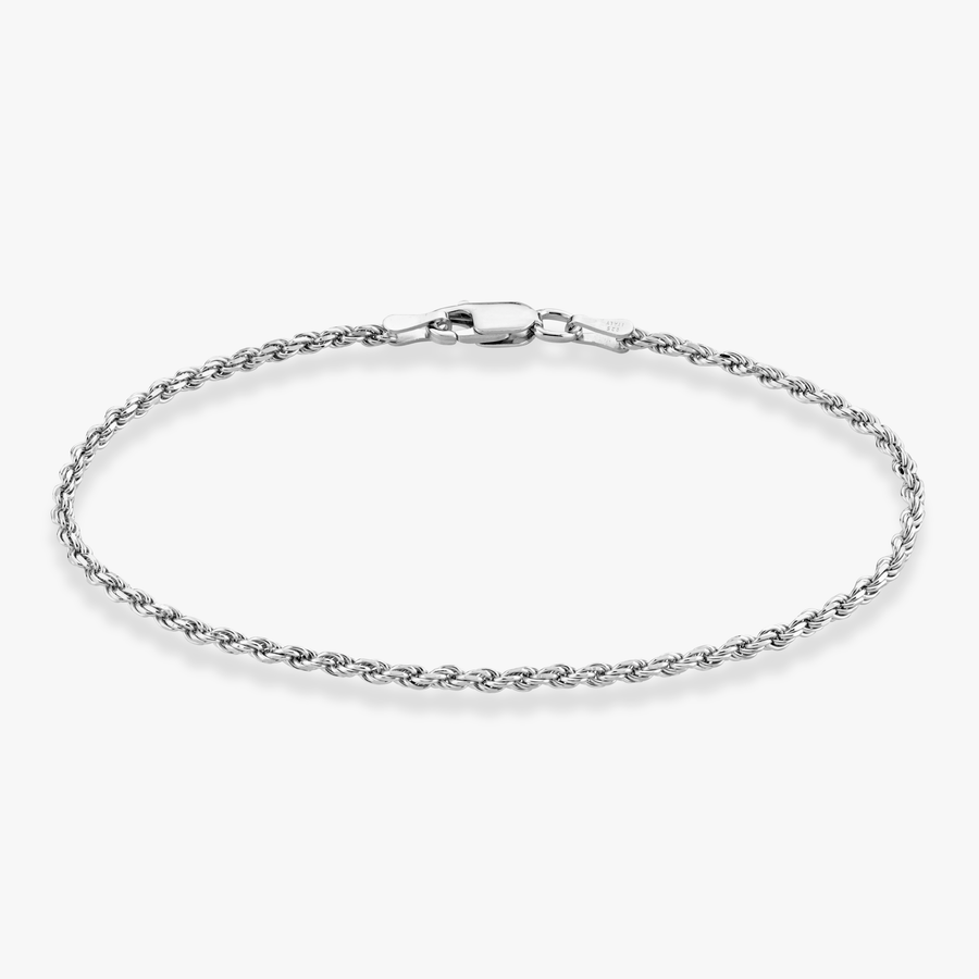 Rope Anklet in Sterling Silver, 2mm