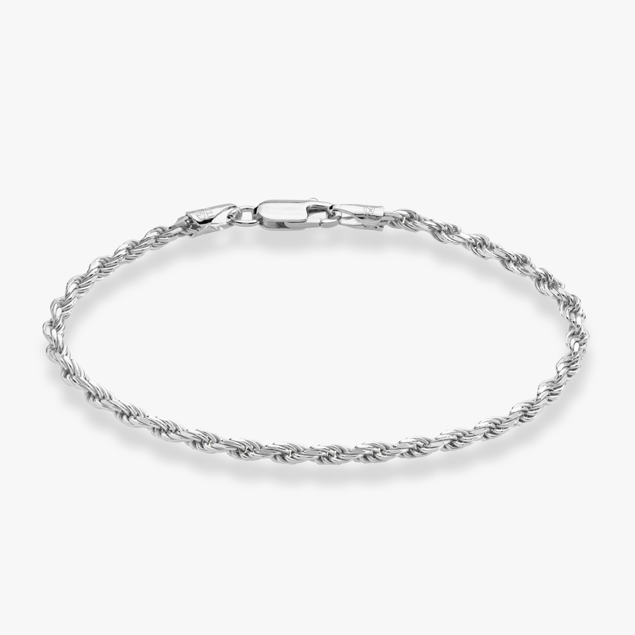 Rope Anklet in Sterling Silver, 3mm