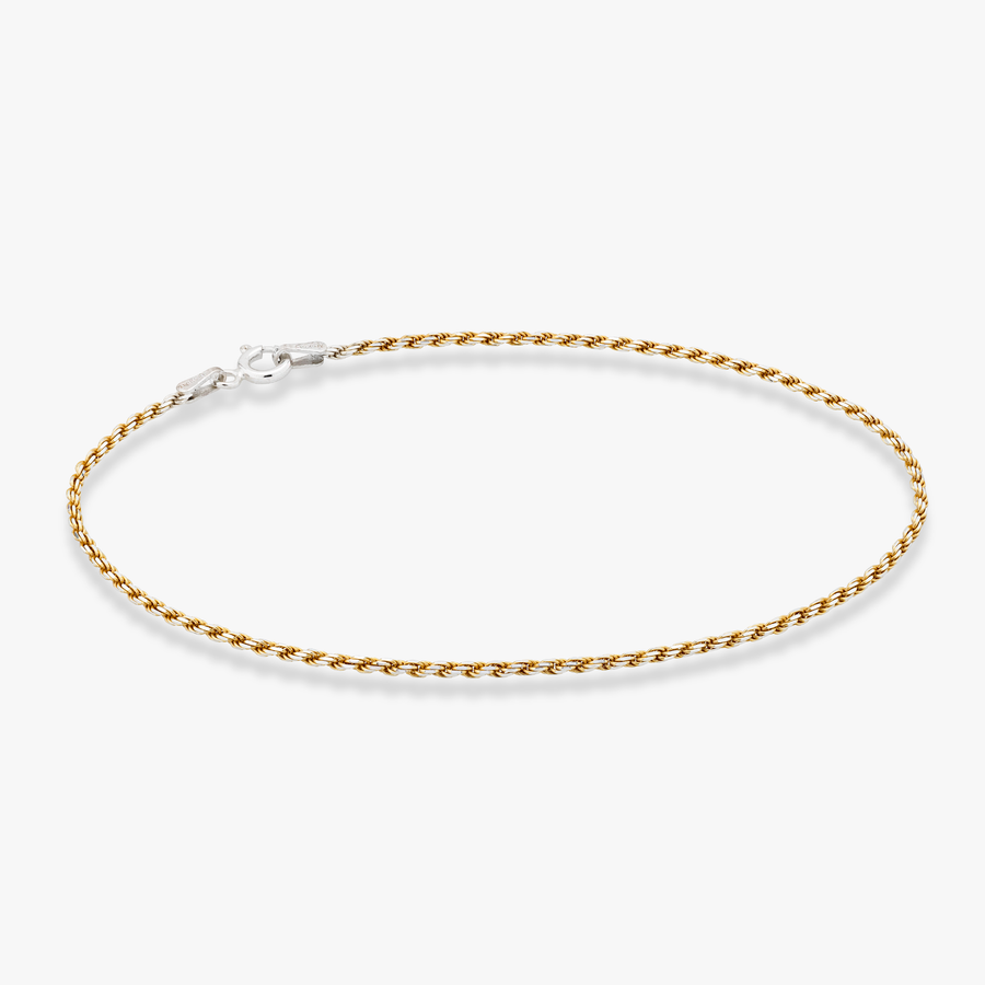 Rope Anklet in Two-tone 18k gold over sterling silver, 1.5mm