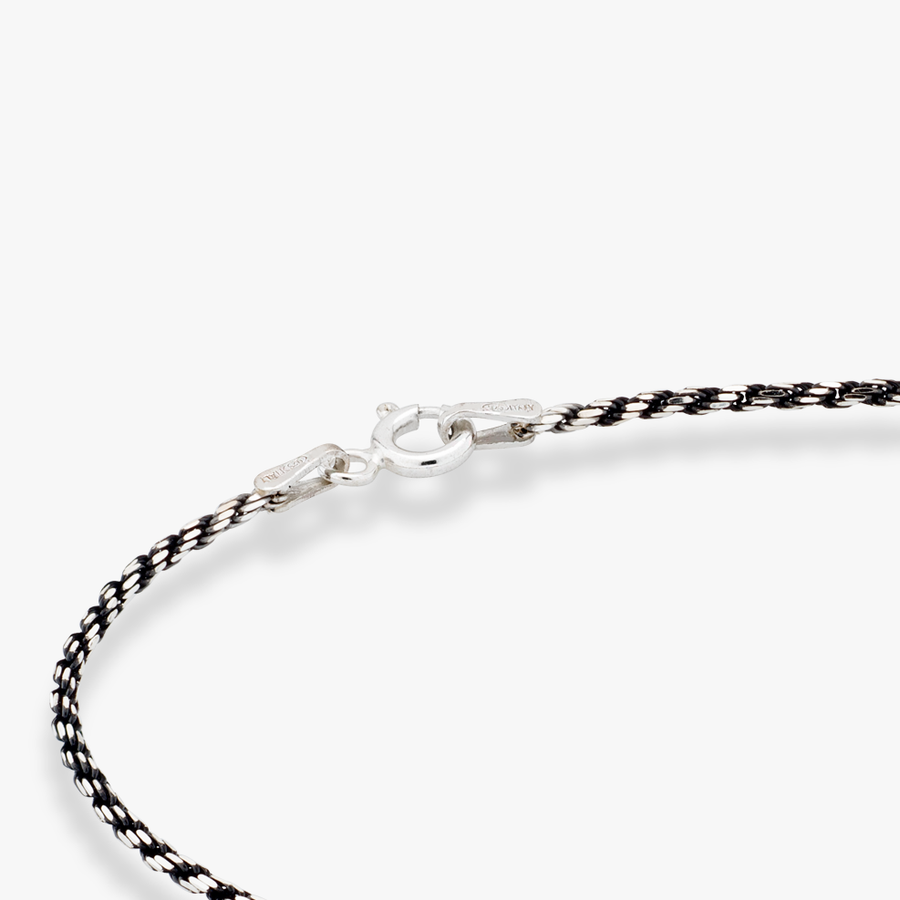 Rope Anklet in Two-tone black rhodium over sterling silver, 1.5mm
