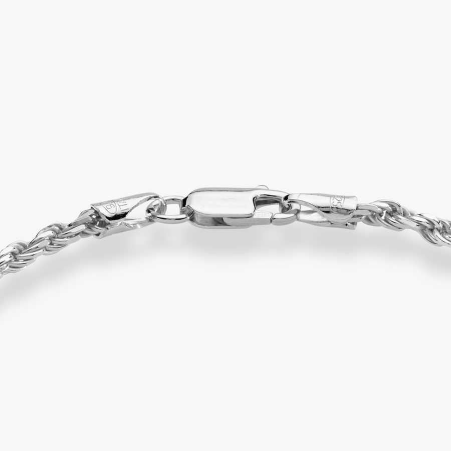 ITALY 3mm SOLID 925 Sterling Silver Diamond-Cut Rope Bracelet 7.93...