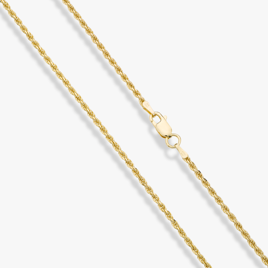 Rope Necklace in 18k gold over sterling silver, 2mm