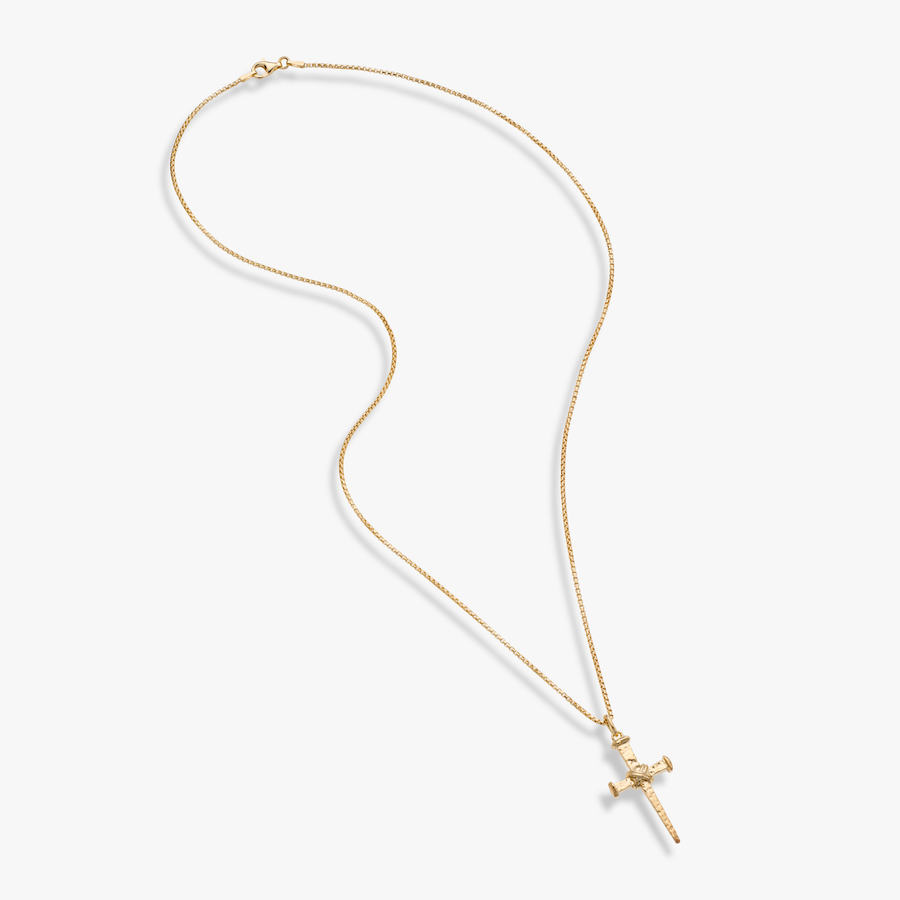 Rope Wrap Nail Cross Pendant Necklace in 18k gold over sterling silver