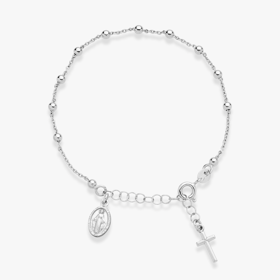 Rosary Bracelet in Sterling Silver with Mother of Pearl Beads #3159