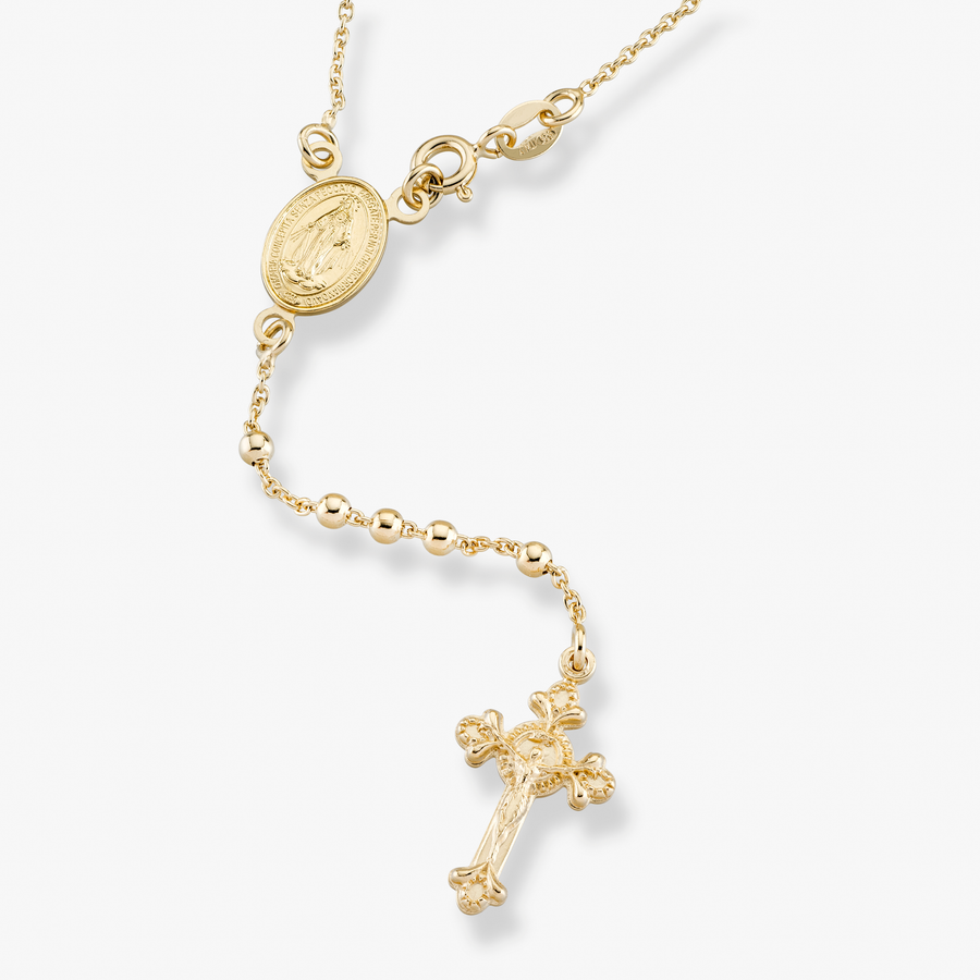 Gold and 2025 silver rosary necklace