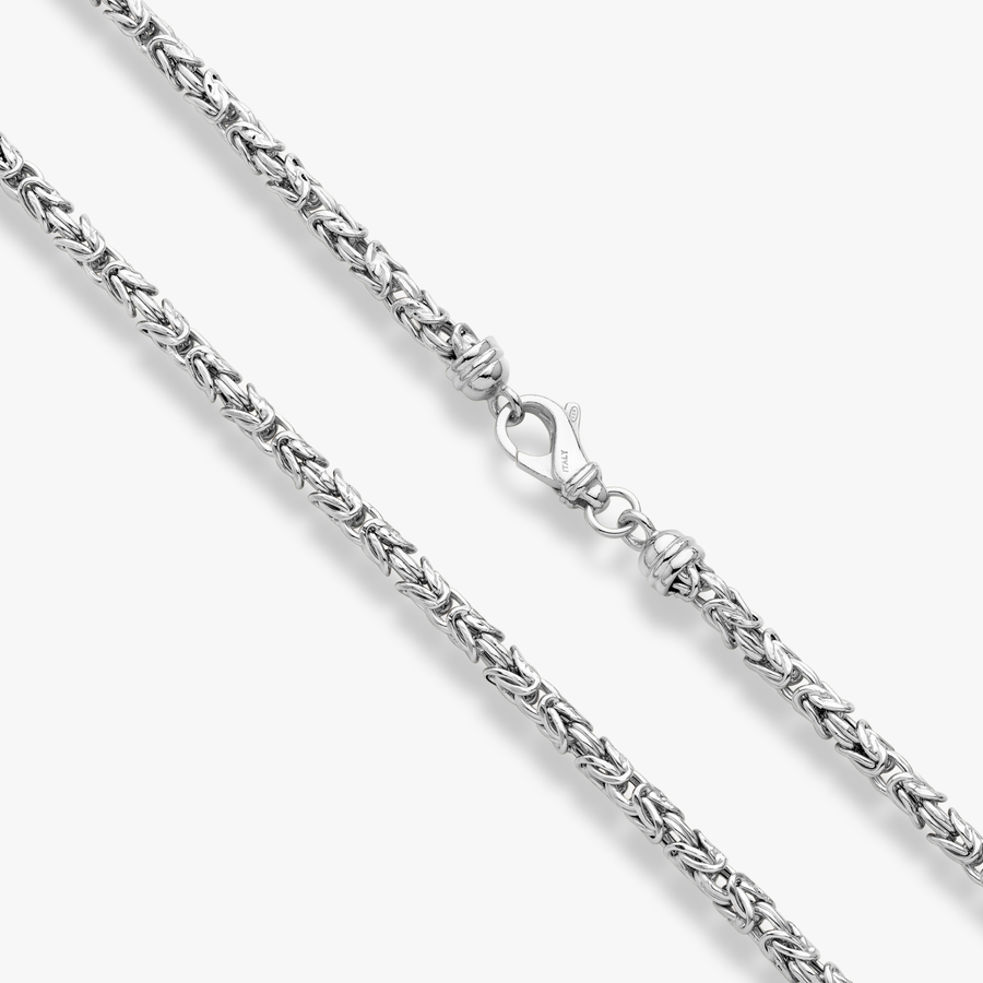 Byzantine Chain Necklace Graduated Width from 9-14mm Rhodium on Sterli –  AzureBella Jewelry