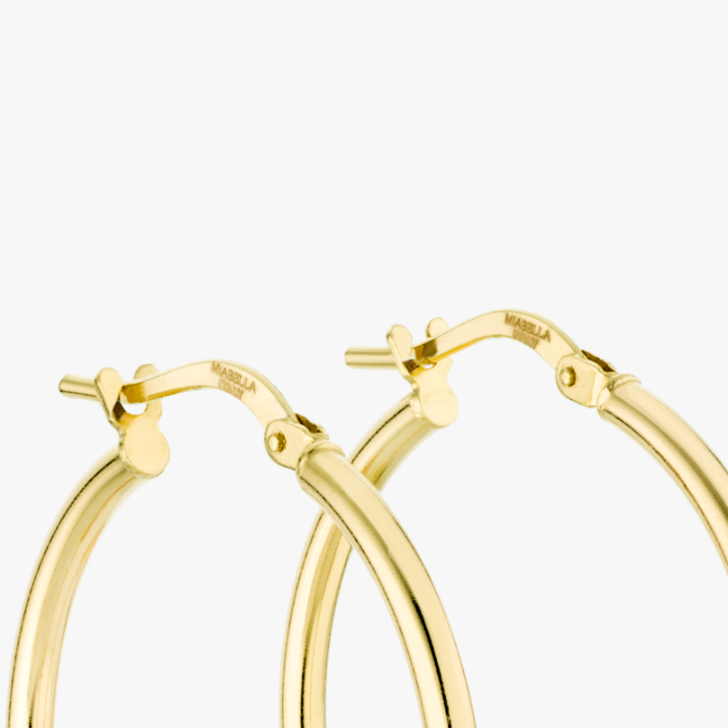Round Hoop Lightweight Earrings in 18Kt Gold Plated Sterling Silver, 30mm