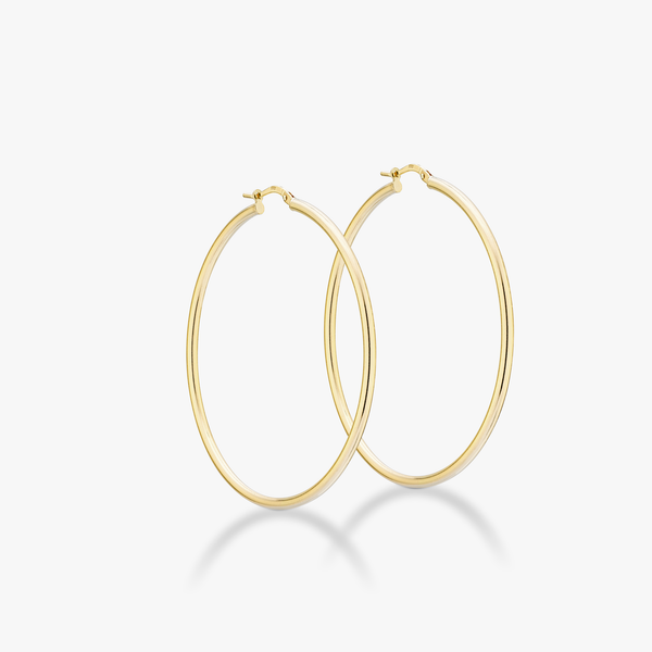 Thin Wire Hoop Earrings in 18k gold over sterling silver, 60mm – Miabella