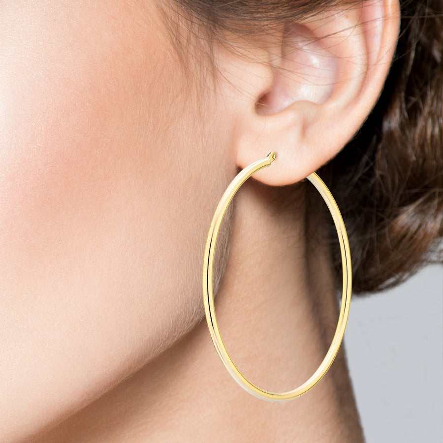 Round Hoop Lightweight Earrings in 18k gold over sterling silver, 50mm