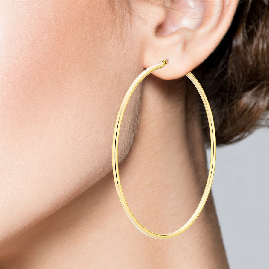Round Hoop Lightweight Earrings in 18k gold over sterling silver, 60mm