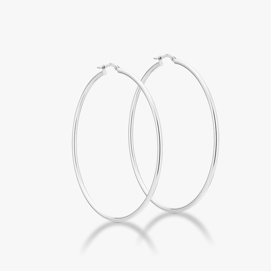 Round Hoop Lightweight Earrings in sterling Silver, 60mm