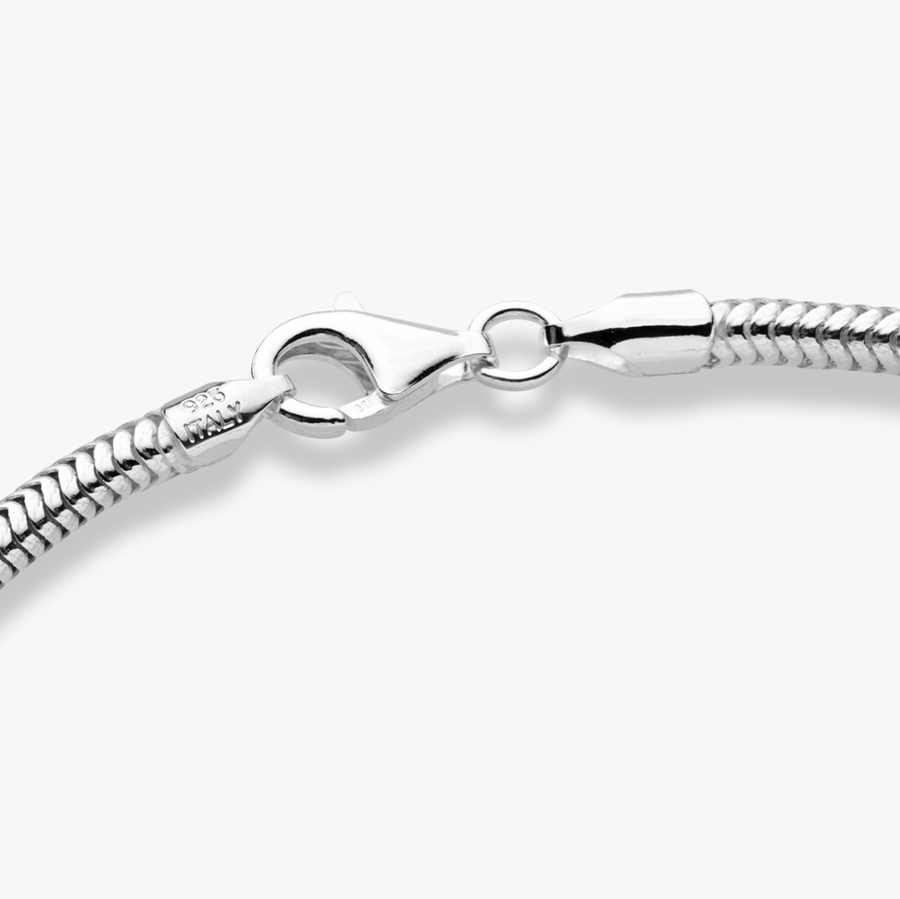 Round Snake Bracelet in Sterling Silver, 3mm