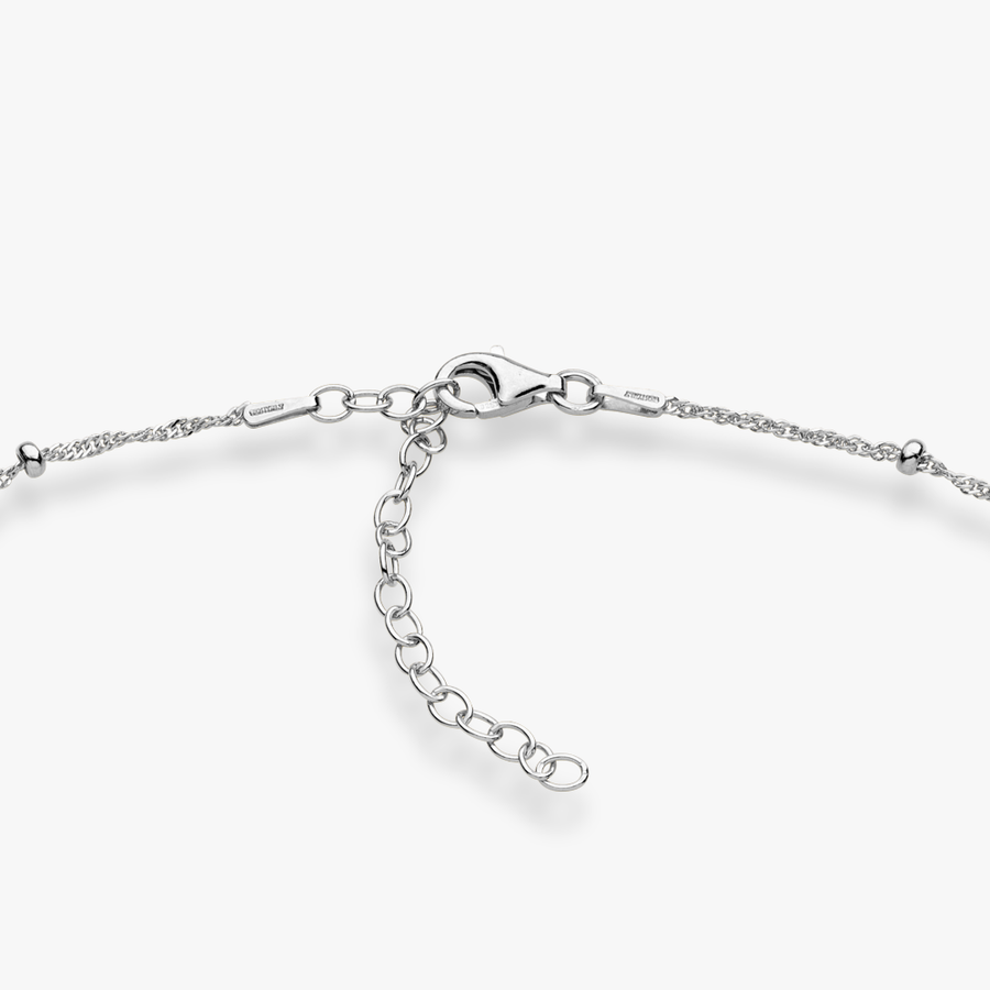 Singapore Bead Adjustable Choker Necklace in Sterling Silver