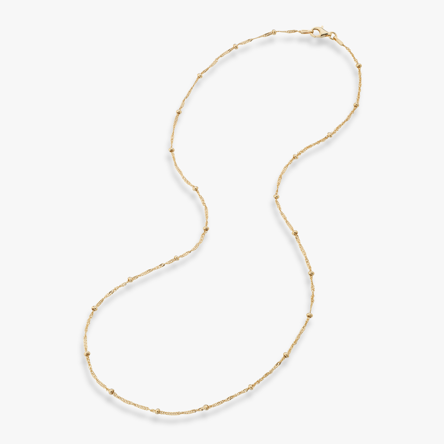 Singapore Bead Necklace in 18k gold over sterling silver