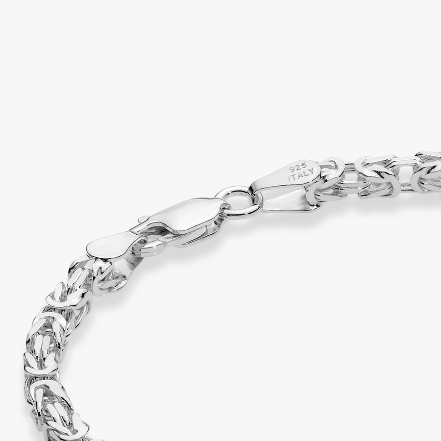 Solid Square Byzantine Bracelet in Sterling Silver, 3mm