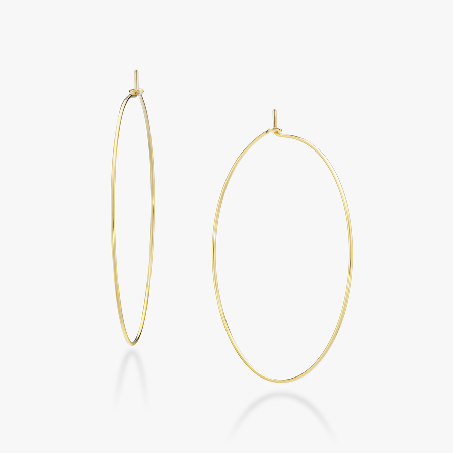 Thin Wire Hoop Earrings  in 18k gold over sterling silver, 60mm