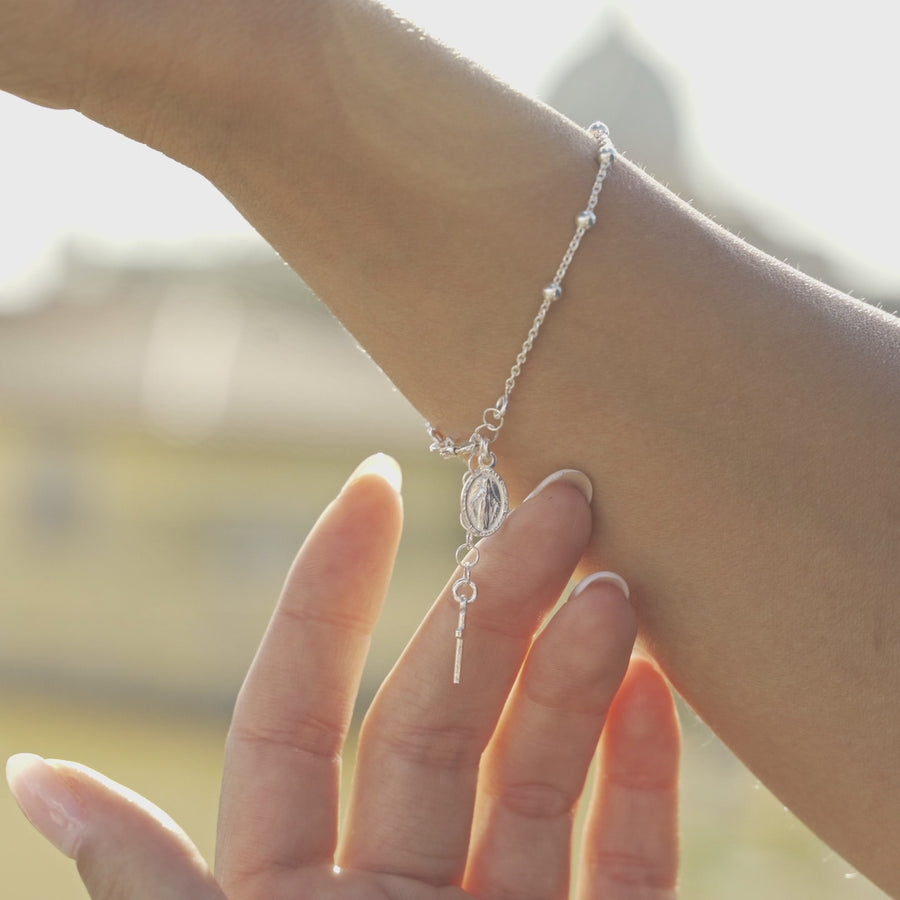 Rosary Adjustable Bracelet in Sterling Silver