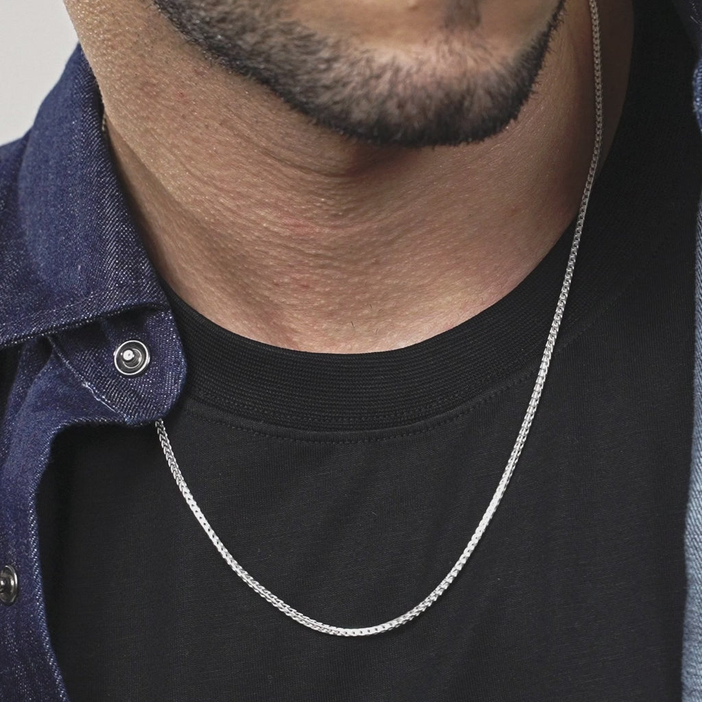 thumbnail image 2 of Genuine 925 Sterling Silver 2mm Box Chain Necklace - 16-32 Inch - Men & Women 2 of 5